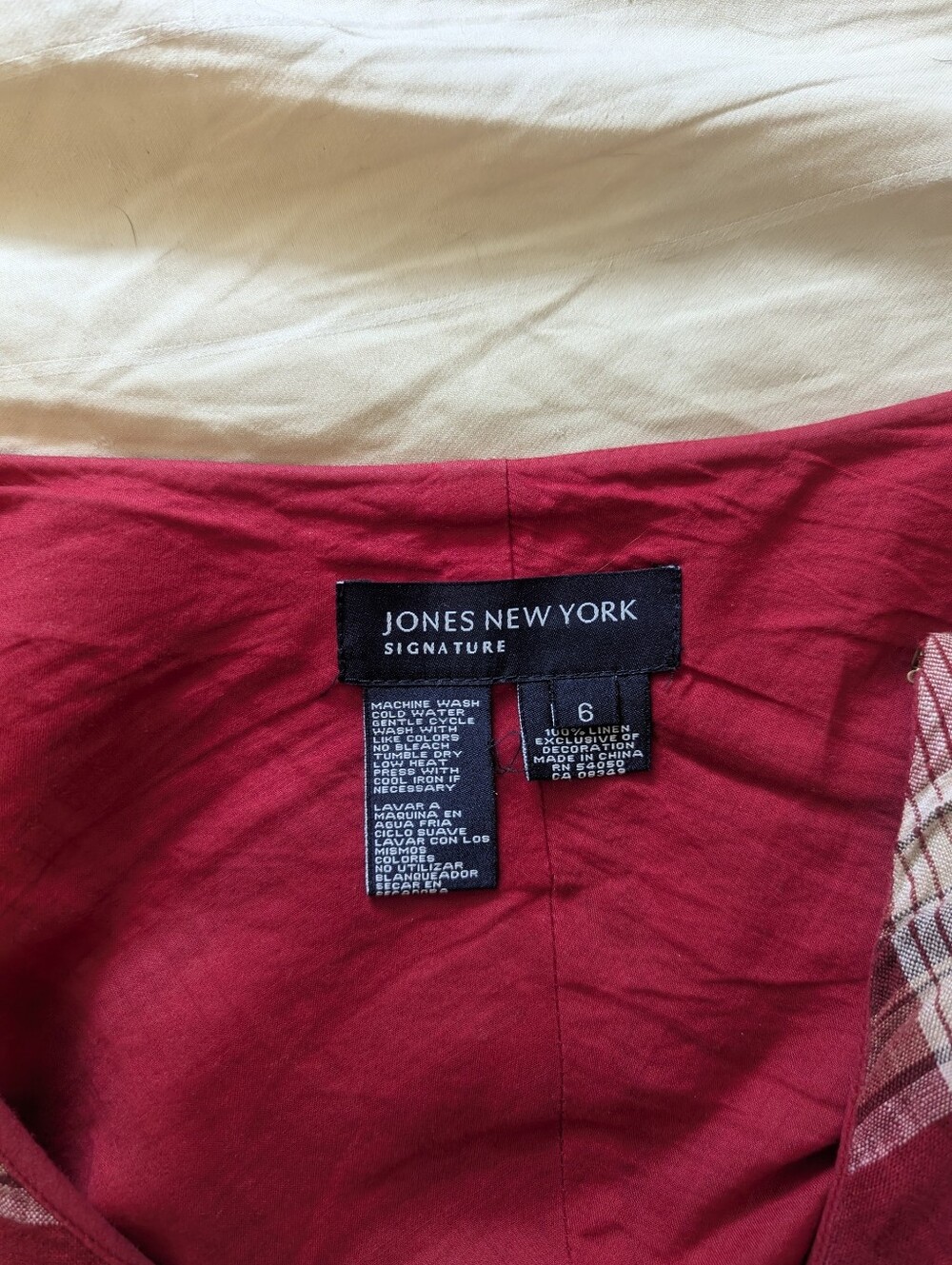 NWOT Vintage Jones New York Linen Red Plaid Circle Skirt - Picture 4 of 6